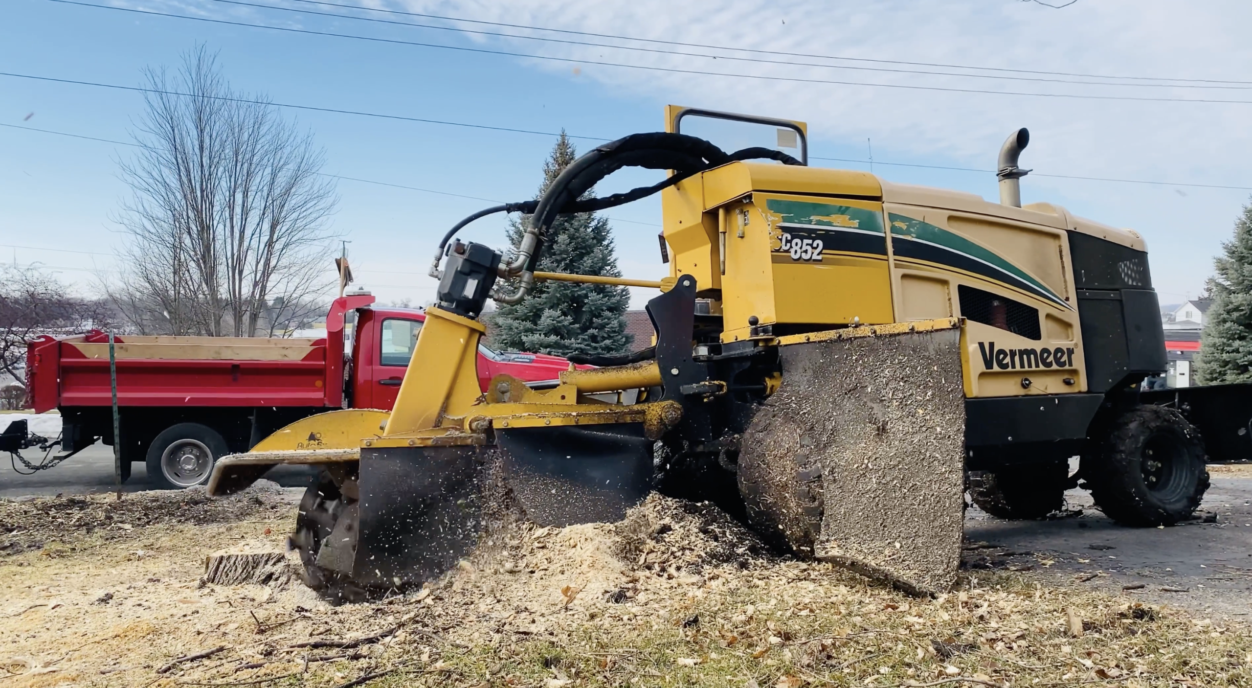 Finished stump grinding job in Greenfield, MN